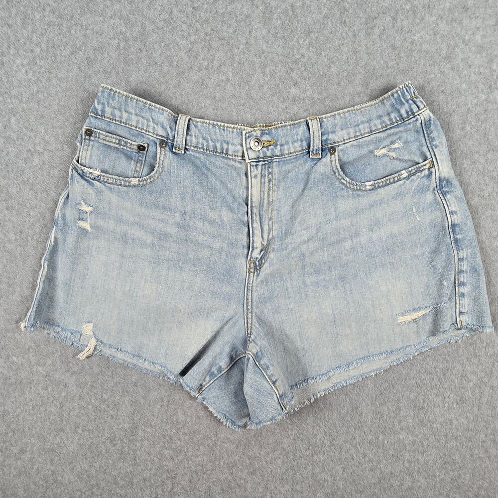 Aerie Large Light Wash Distressed Denim Cutoff Shorts